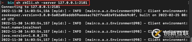 也可以不指定IP:Port，而是直接連接到本地的zookeeper（即127.0.0.1:2181）