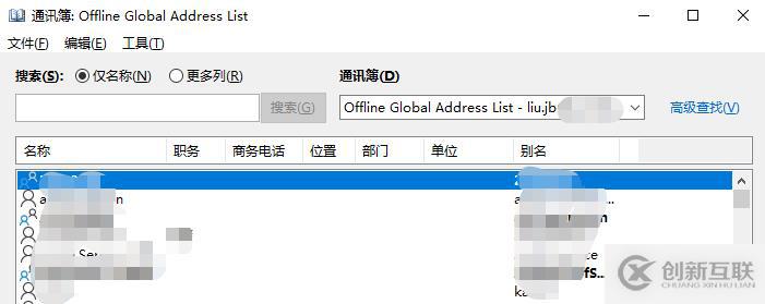 在Outlook中通訊簿中隱藏指定的列