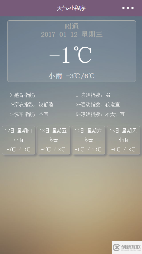 微信小程序 天氣預(yù)報(bào)開(kāi)發(fā)實(shí)例代碼源碼