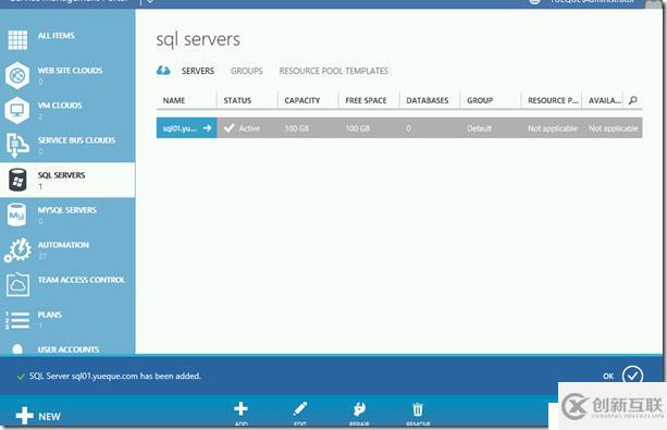 Windows Azure Pack與VMware VRA 對比(六)Azure Pack MSSQL PaaS功能測試