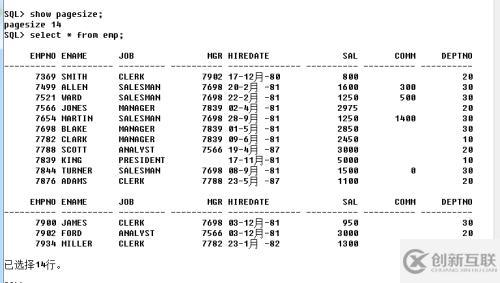 SQL Plus輸出結果的格式化(linesize、pagesize)