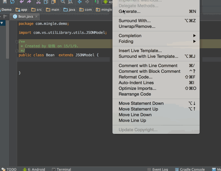 AndroidStudio插件GsonFormat之Json如何快速轉(zhuǎn)換JavaBean